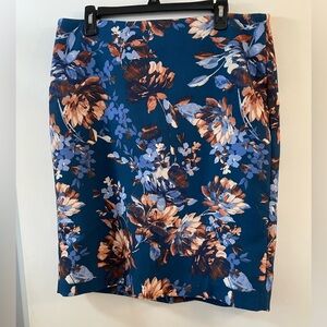 Talbots Skirt • Size 14 • Blue with floral pattern